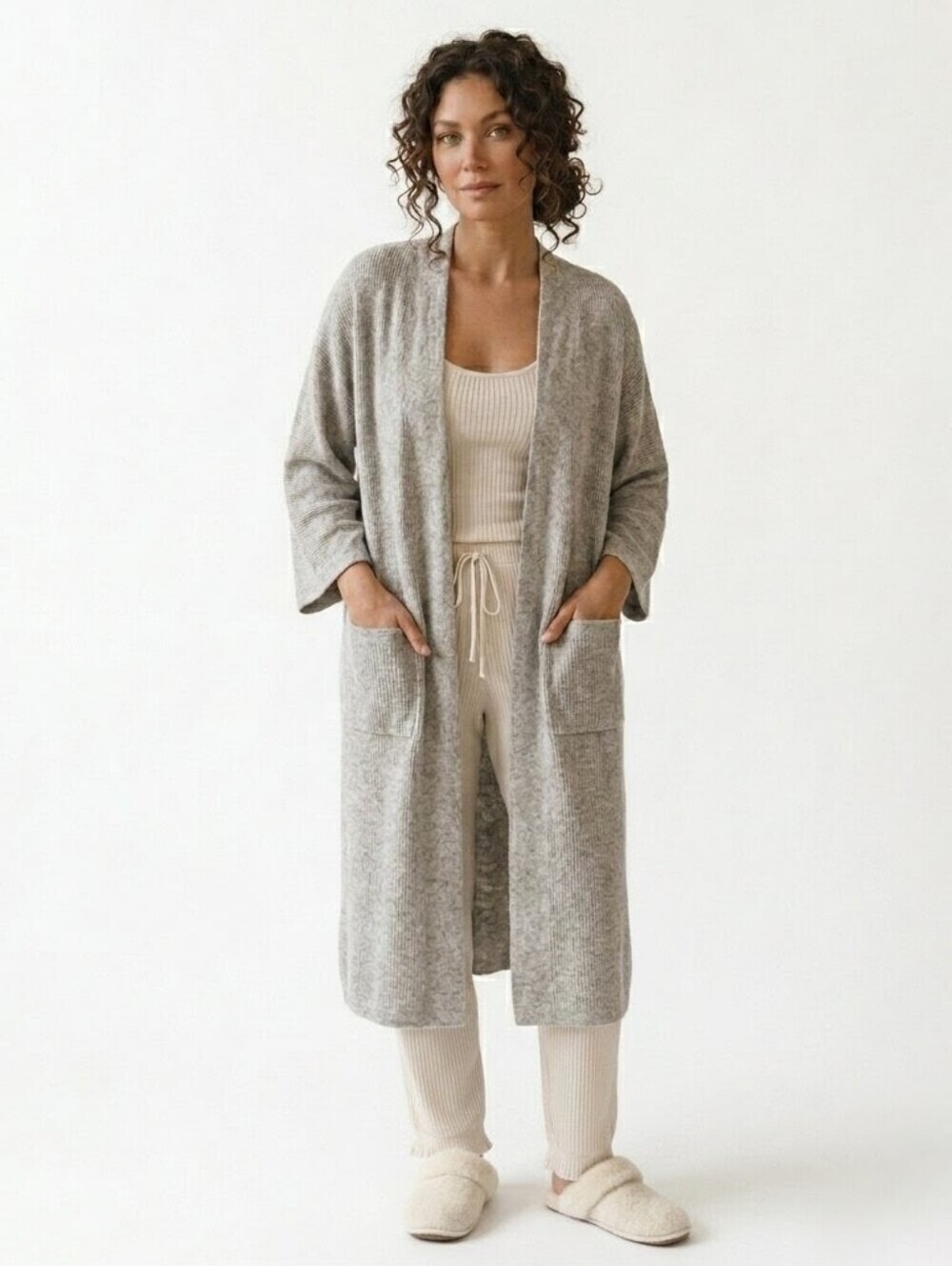 Donni Sandwashed Gray Open Front Cardigan - OSFM - New